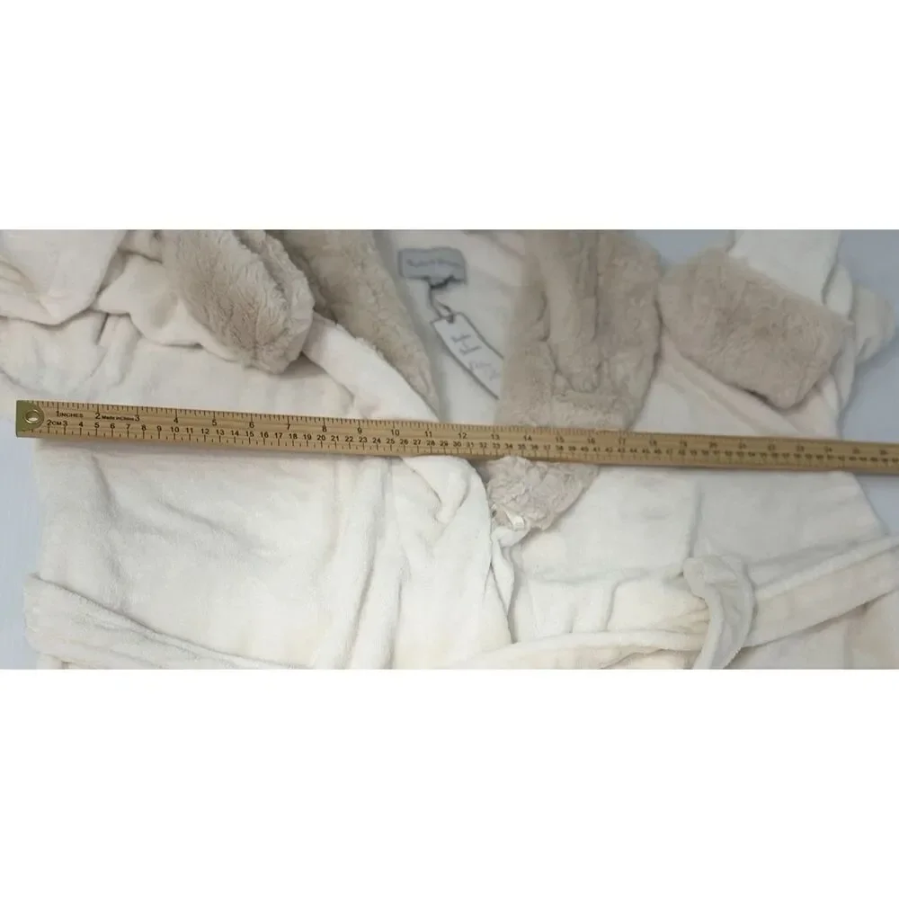 Peaches & Dreams Bathrobe Plush Soft Faux Fur Cozy Warm Robe Women's Size L - Picture 3 of 7